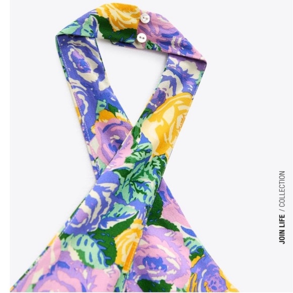 Zara Floral Halter Crop Top - Picture 3 of 15